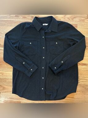 Faherty Womens L Charcoal Button Front Sweater Shirt Textured Long Sleeve Casual